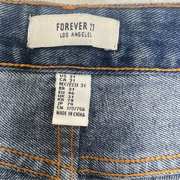 FOREVER 21 LOS ANGELES High Rise Jean Shorts Cuff Hem Medium Wash Size 31 - Picture 6 of 6